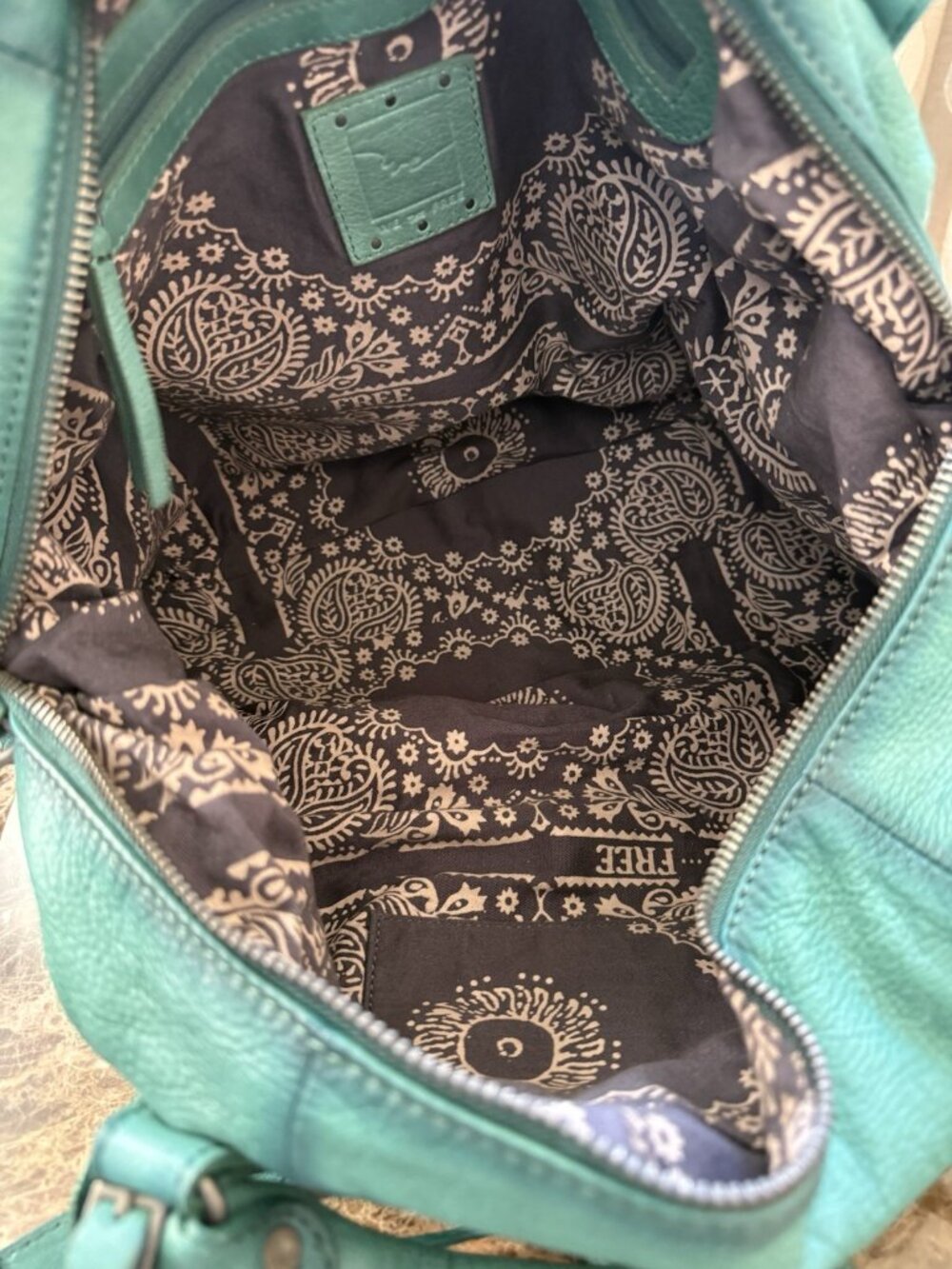 Free People We The Free Emerson Tote Bag Wash Greenery Leather NWT - Picture 11 of 11